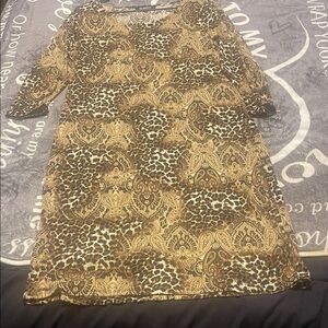 Glamour Brown and Cream Long Sleeve Dress